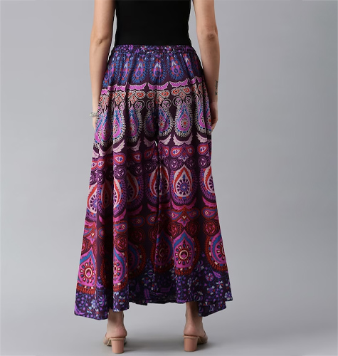 Women Purple & Pink Ethnic Motifs Ethnic Motifs Print Flared Palazzos